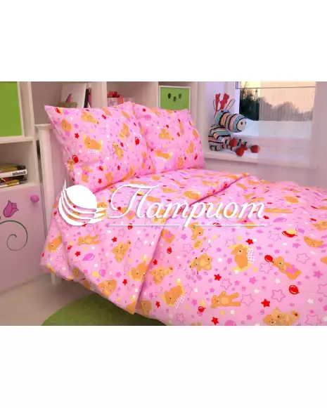 КПБ детский Мишки, розовый, бязь 142 г/м² 350-3